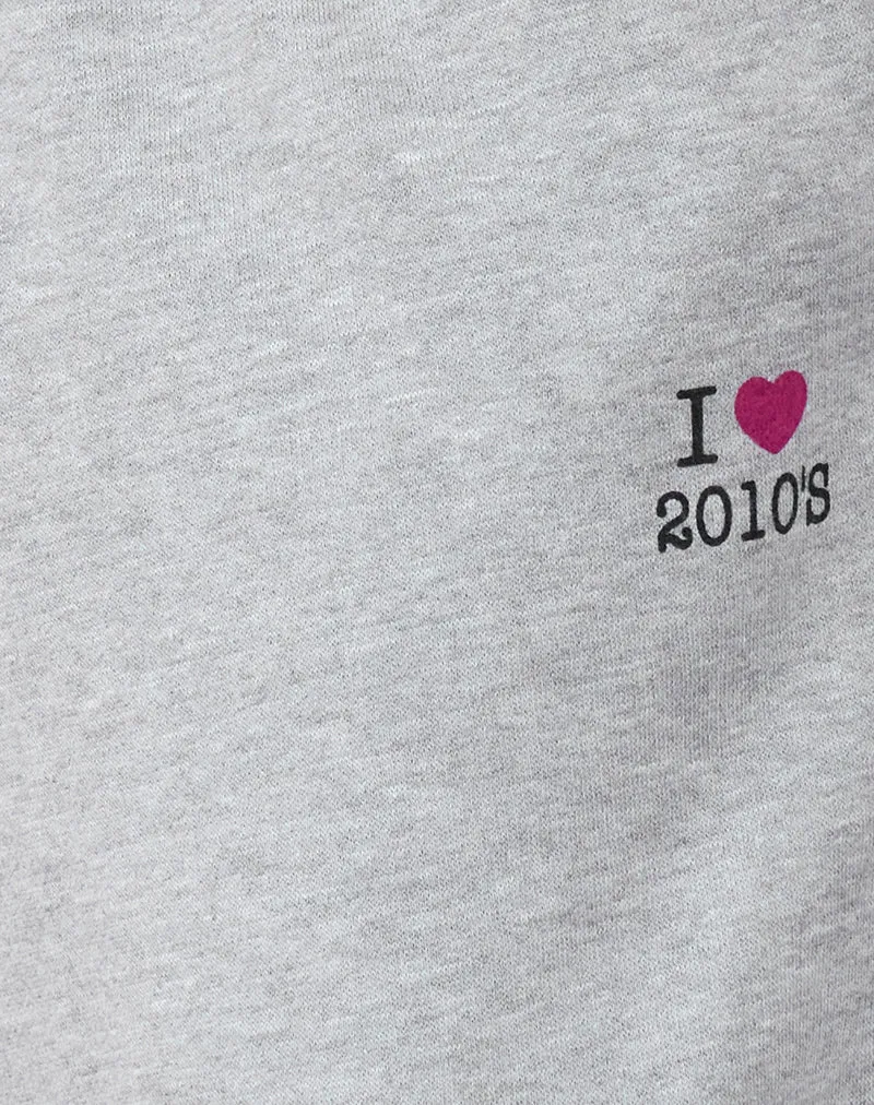 Pantalon de jogging surdimensionné Emiko en gris chiné avec imprimé I Love 2010's