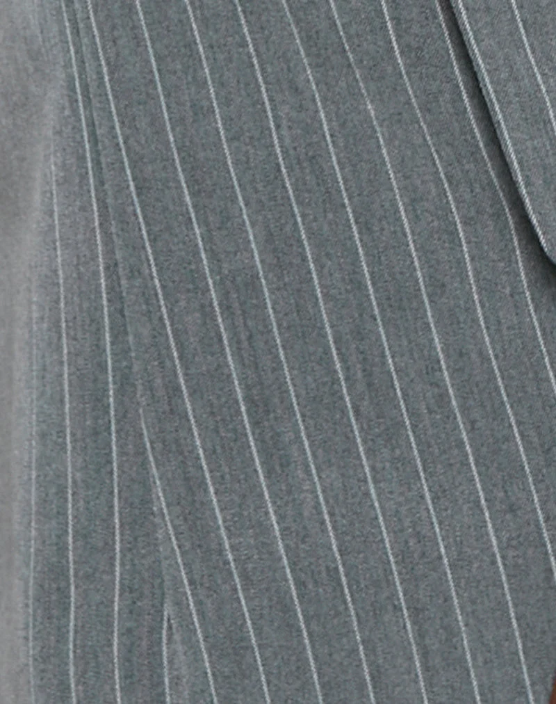 Luno Button Front Vest Top in Pinstripe Grey
