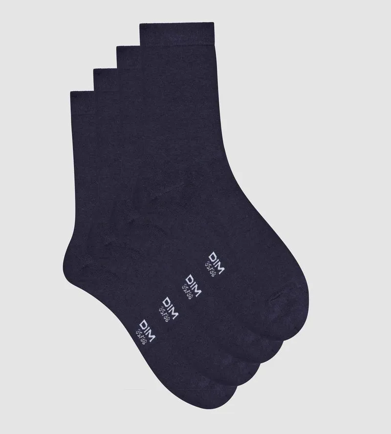 Lot de 2 paires de chaussettes femme en viscose Bleu Marine Dim Bambou