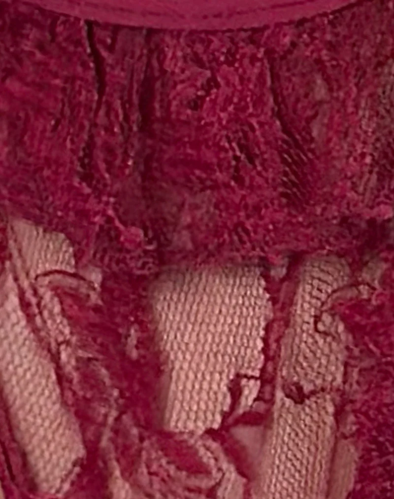 String Rani en dentelle Bourgogne