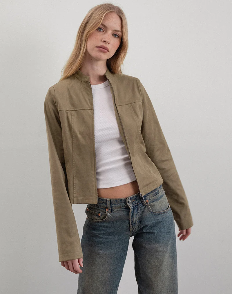 Veste Mandy en faux daim Noyer