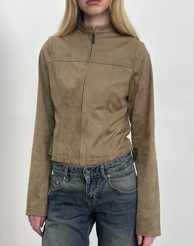 Veste Mandy en faux daim Noyer