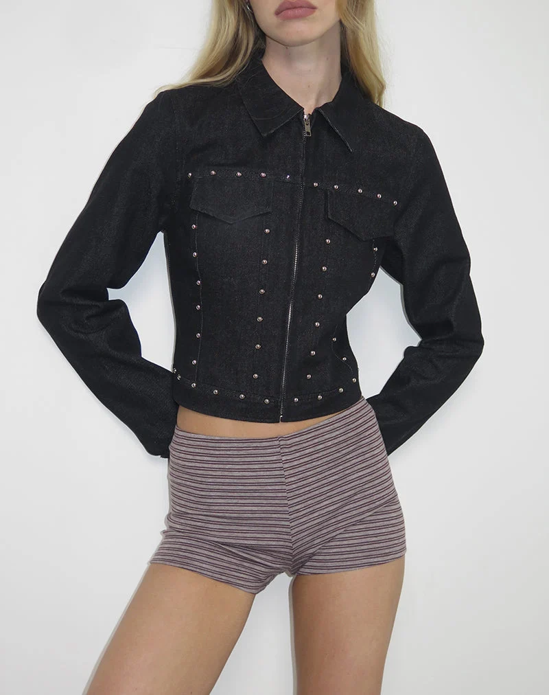 Veste Ronira Chambray Studs en noir