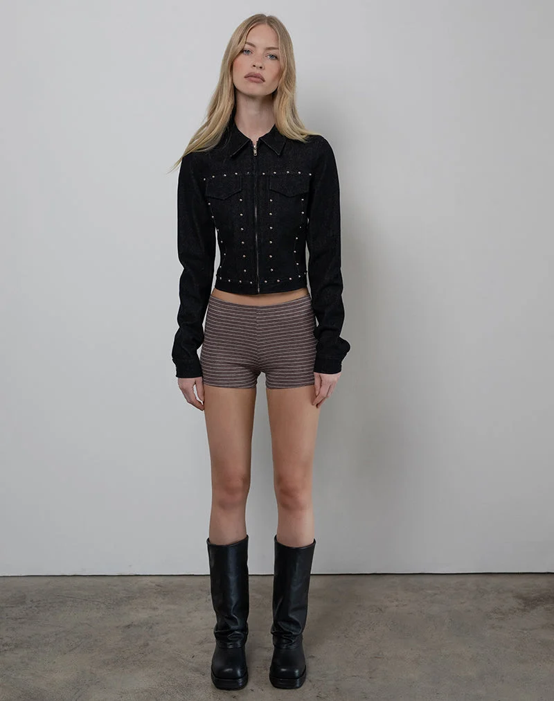 Veste Ronira Chambray Studs en noir