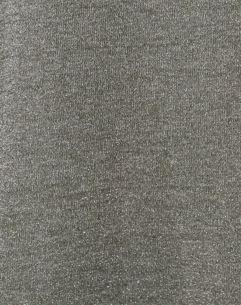 Jupe midi Luciara en tricot pailleté kaki
