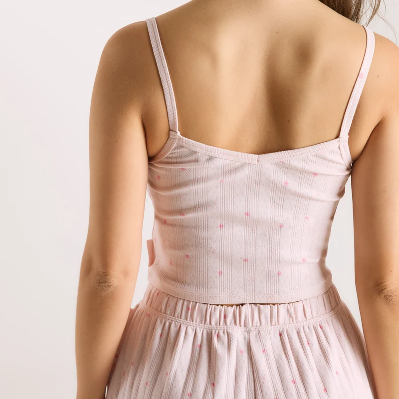 Caraco de Pyjama en Pointelle - Rose Floral