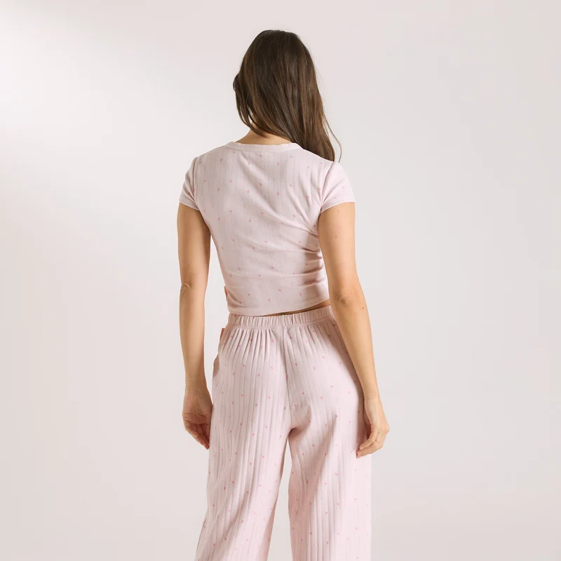 Haut de Pyjama en Pointelle - Rose Floral