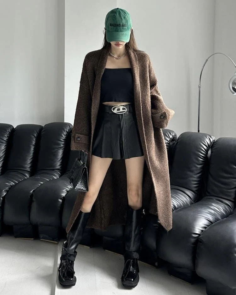 Gilet Long En Grosse Maille - Thaïs