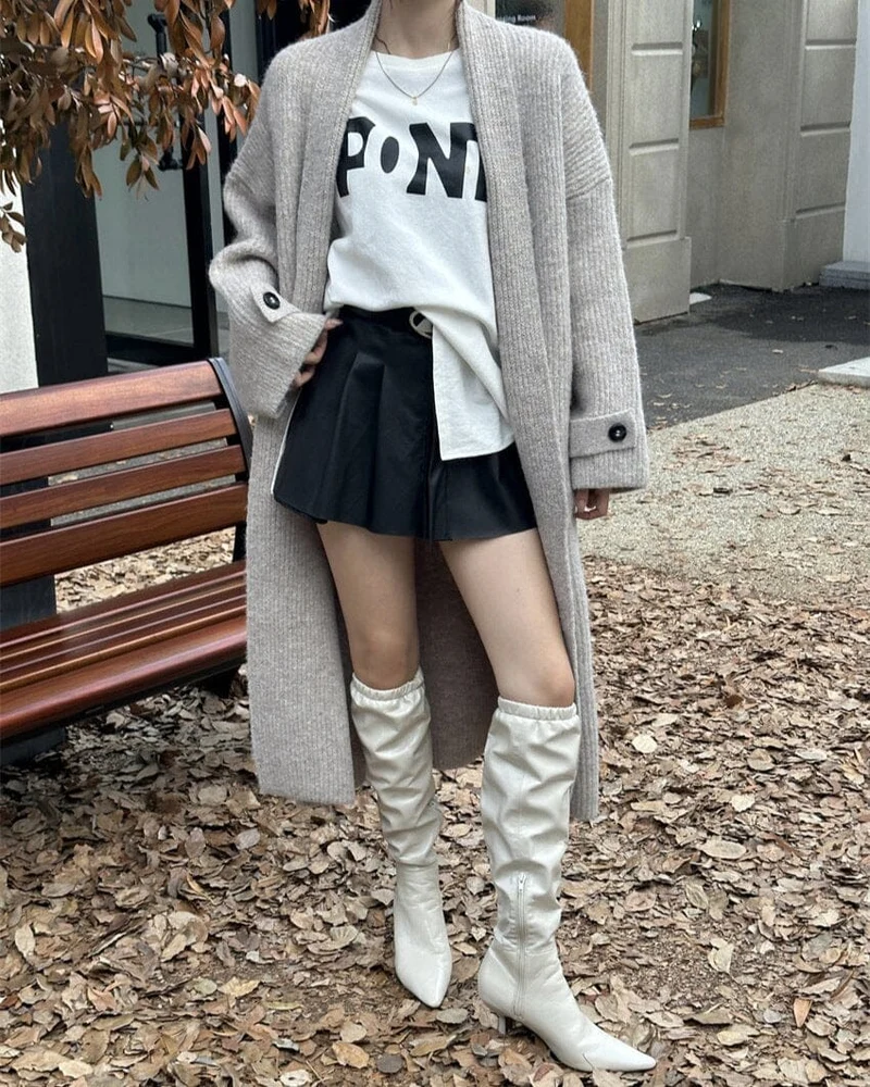 Gilet Long En Grosse Maille - Thaïs