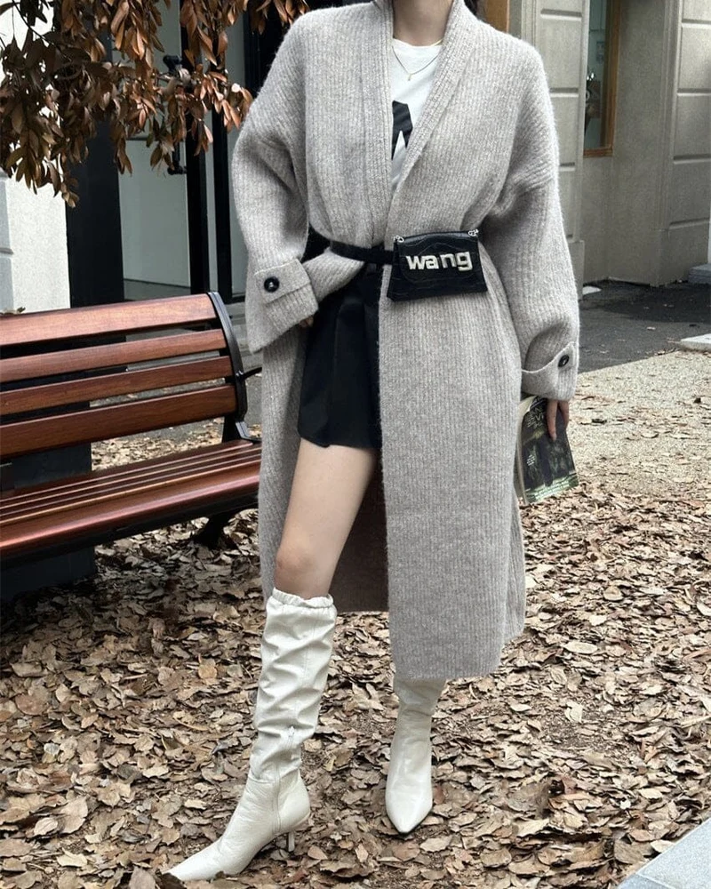 Gilet Long En Grosse Maille - Thaïs