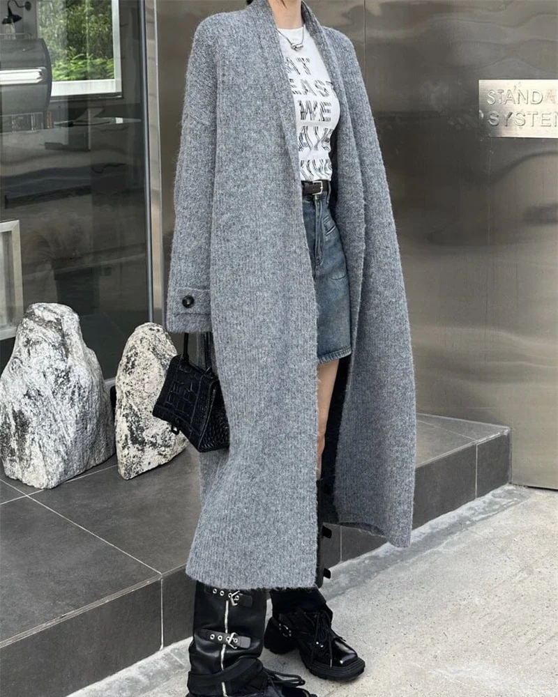 Gilet Long En Grosse Maille - Thaïs