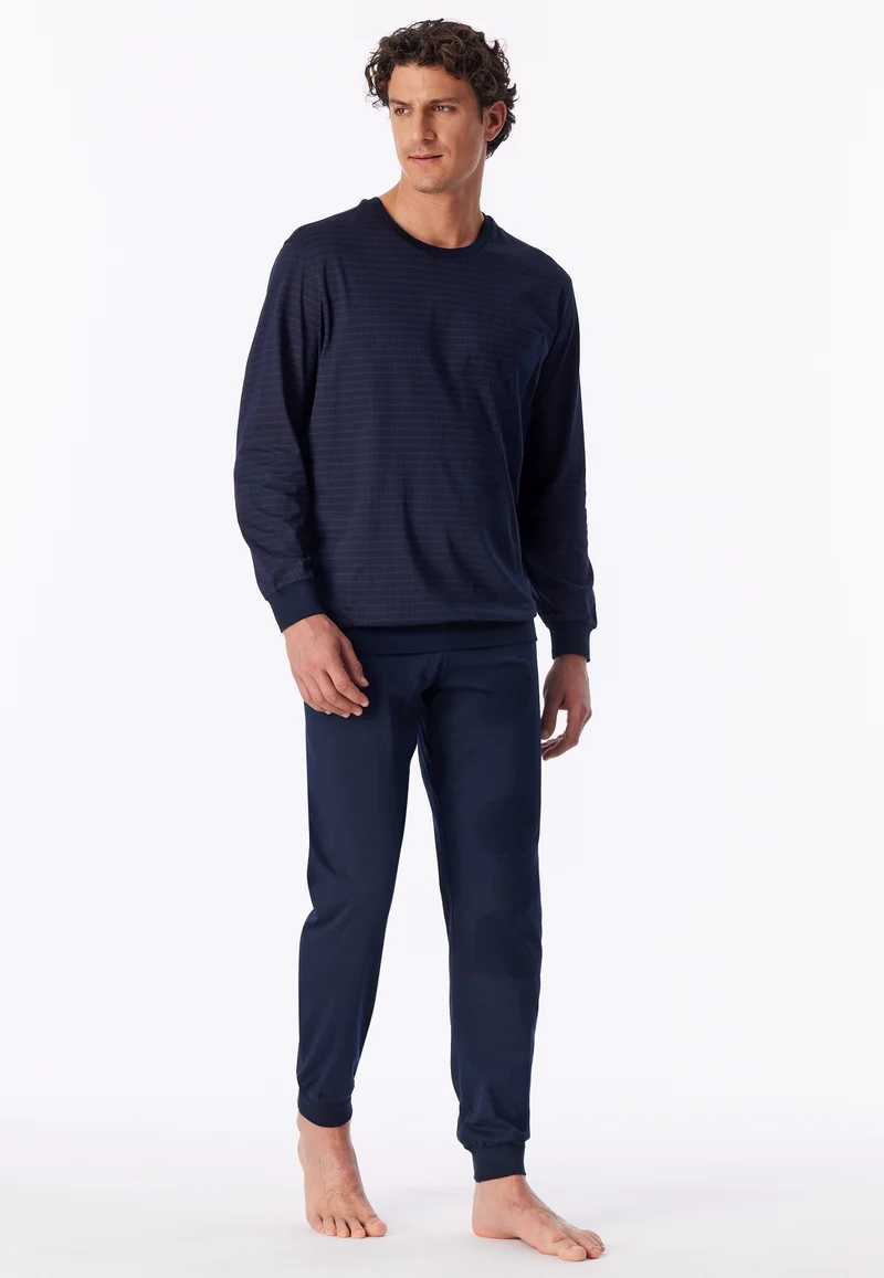Schlafanzug mit Bündchen Blau/Lila gemustert - Comfort Essentials