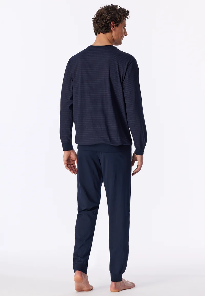 Schlafanzug mit Bündchen Blau/Lila gemustert - Comfort Essentials