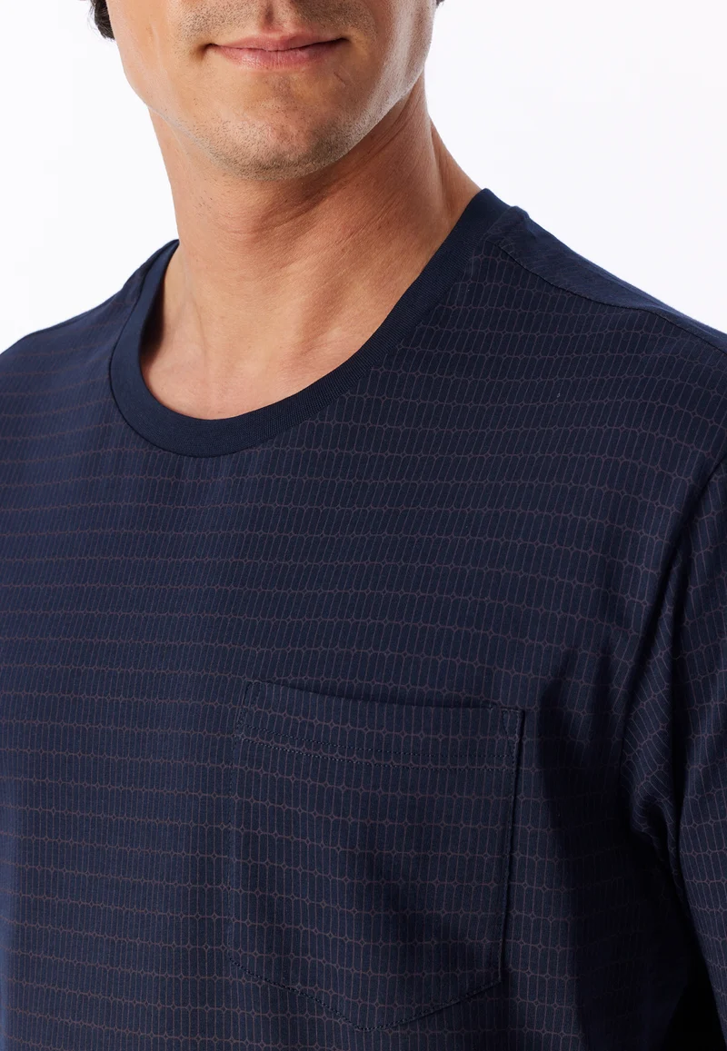 Schlafanzug mit Bündchen Blau/Lila gemustert - Comfort Essentials