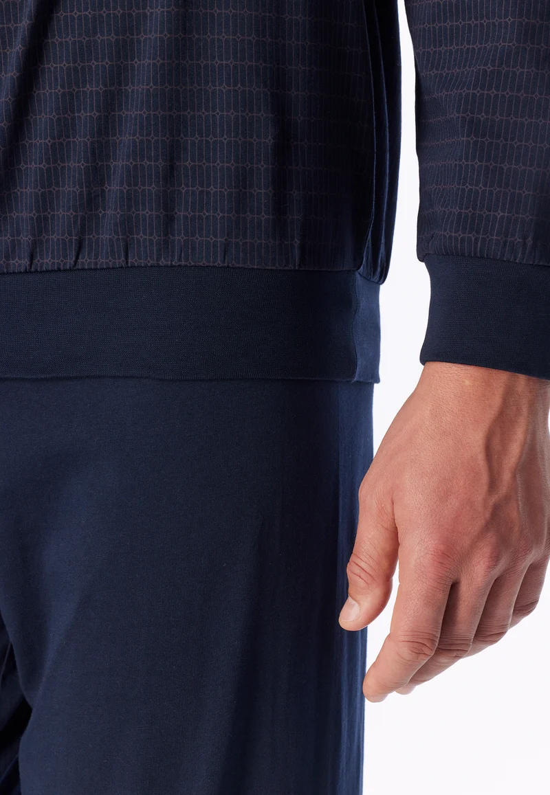 Schlafanzug mit Bündchen Blau/Lila gemustert - Comfort Essentials