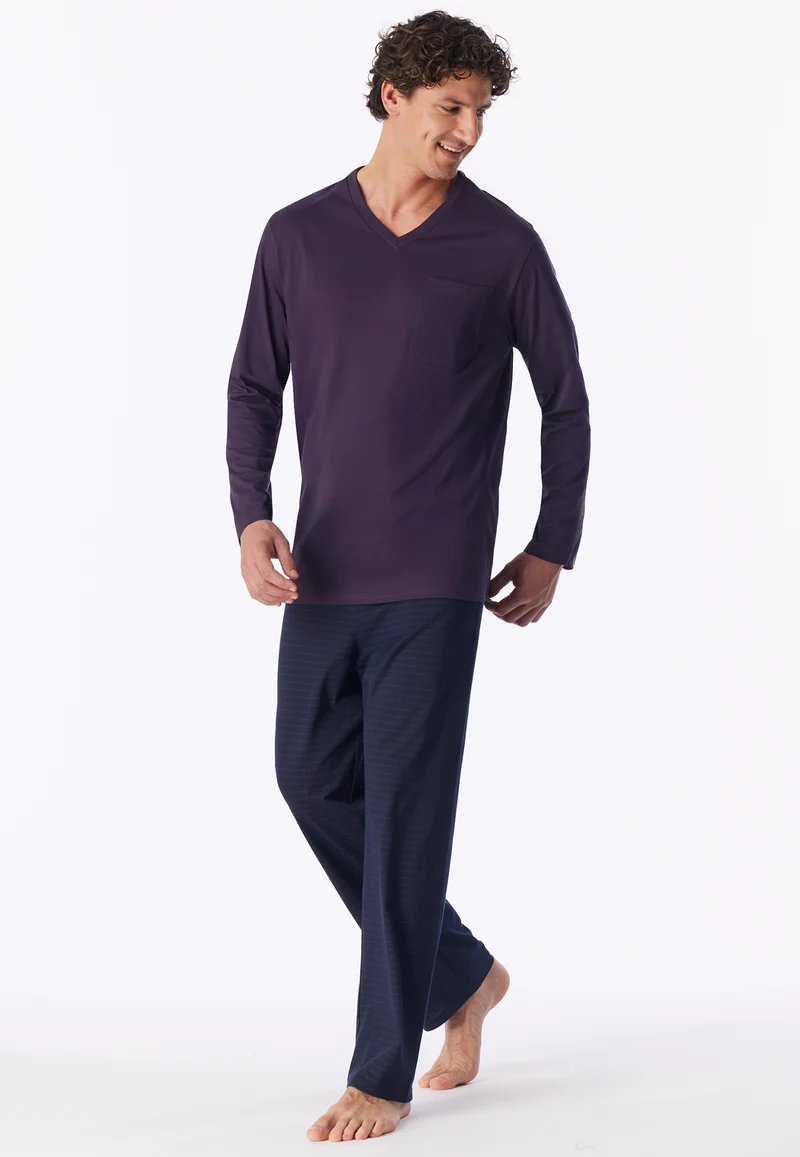 Schlafanzug Lila/Blau gemustert - Comfort Essentials