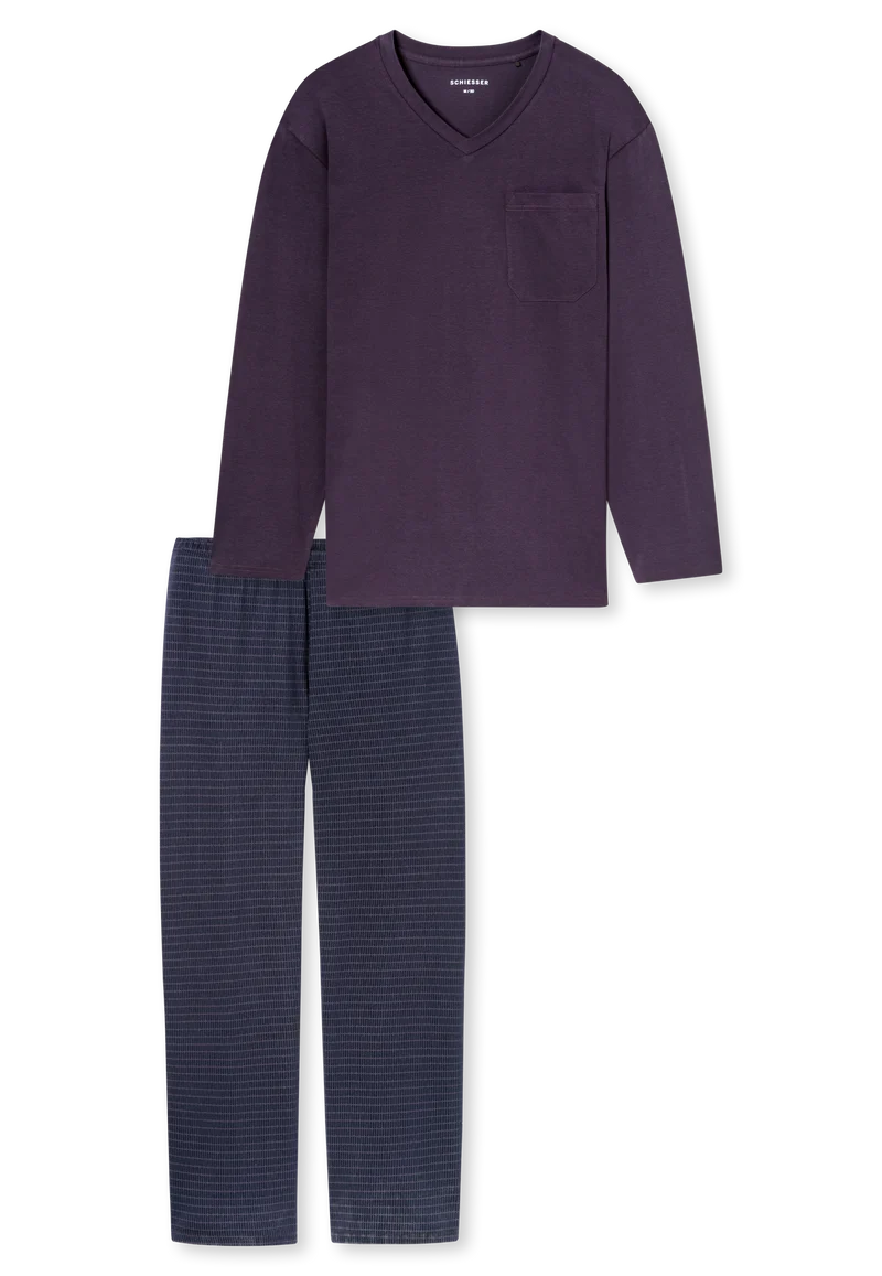 Schlafanzug Lila/Blau gemustert - Comfort Essentials