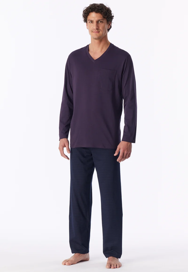 Schlafanzug Lila/Blau gemustert - Comfort Essentials