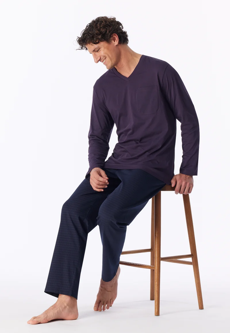 Schlafanzug Lila/Blau gemustert - Comfort Essentials