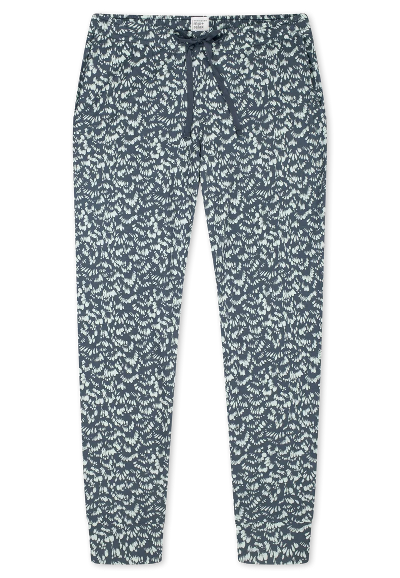 Hose mit Bündchen Blau/Weiss gemustert - Mix+Relax