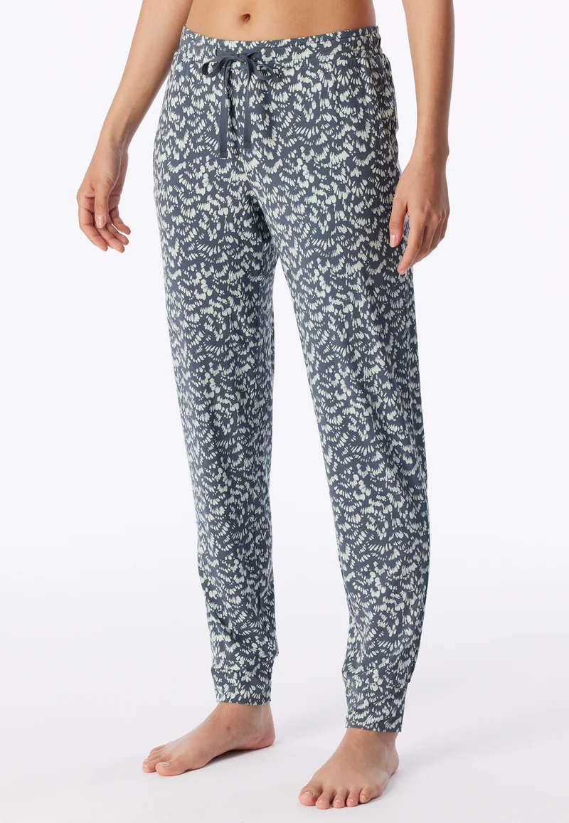 Hose mit Bündchen Blau/Weiss gemustert - Mix+Relax