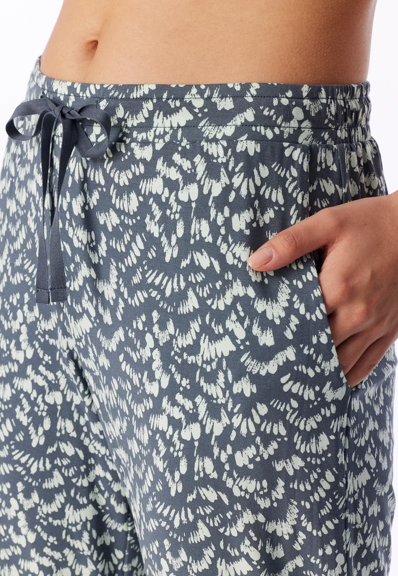 Hose mit Bündchen Blau/Weiss gemustert - Mix+Relax
