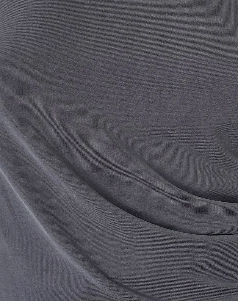 Top asymétrique Elysian en cupro gris foncé