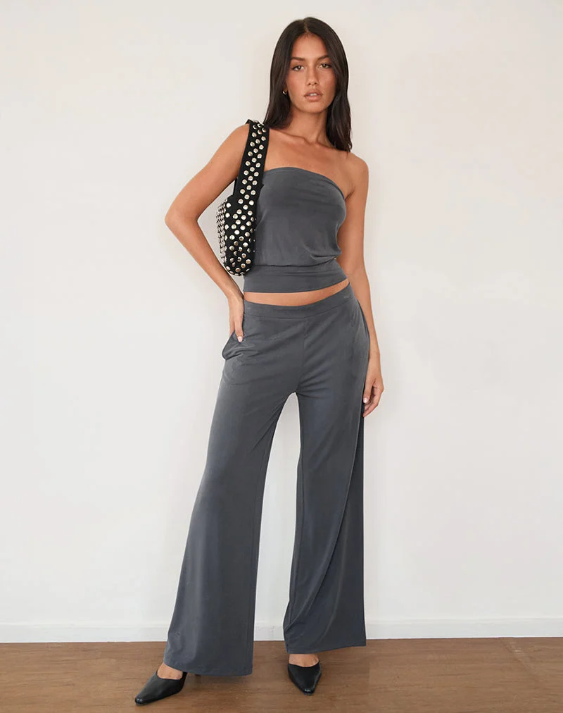 Top bandeau Leocadia en gris foncé