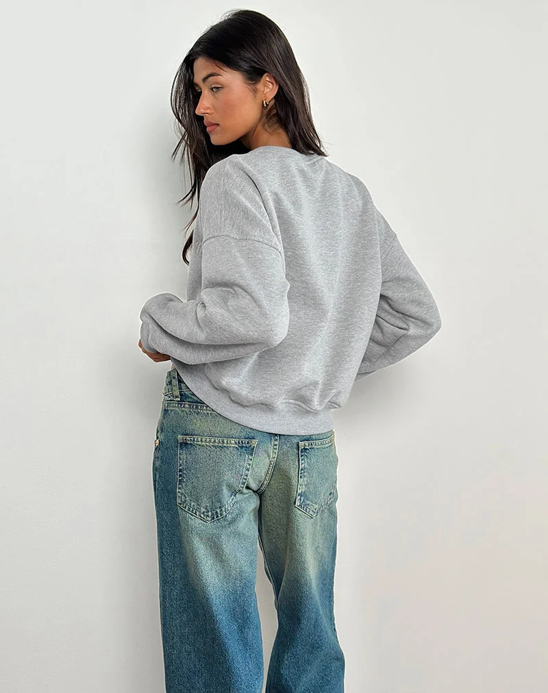 Sweatshirt Tedasa Crew en gris marron avec emblème M