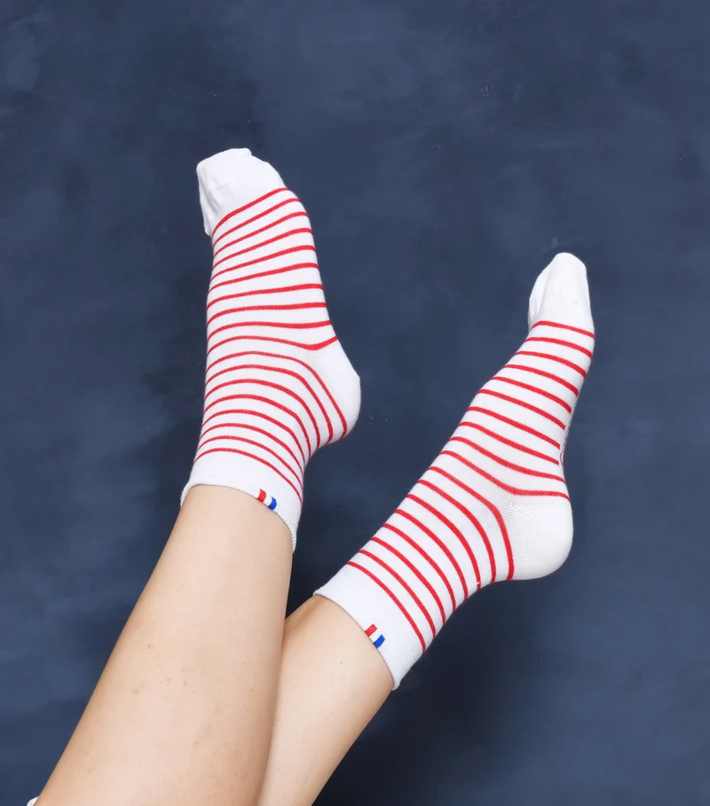 Chaussettes Femme Marinière Rouge - Intemporel