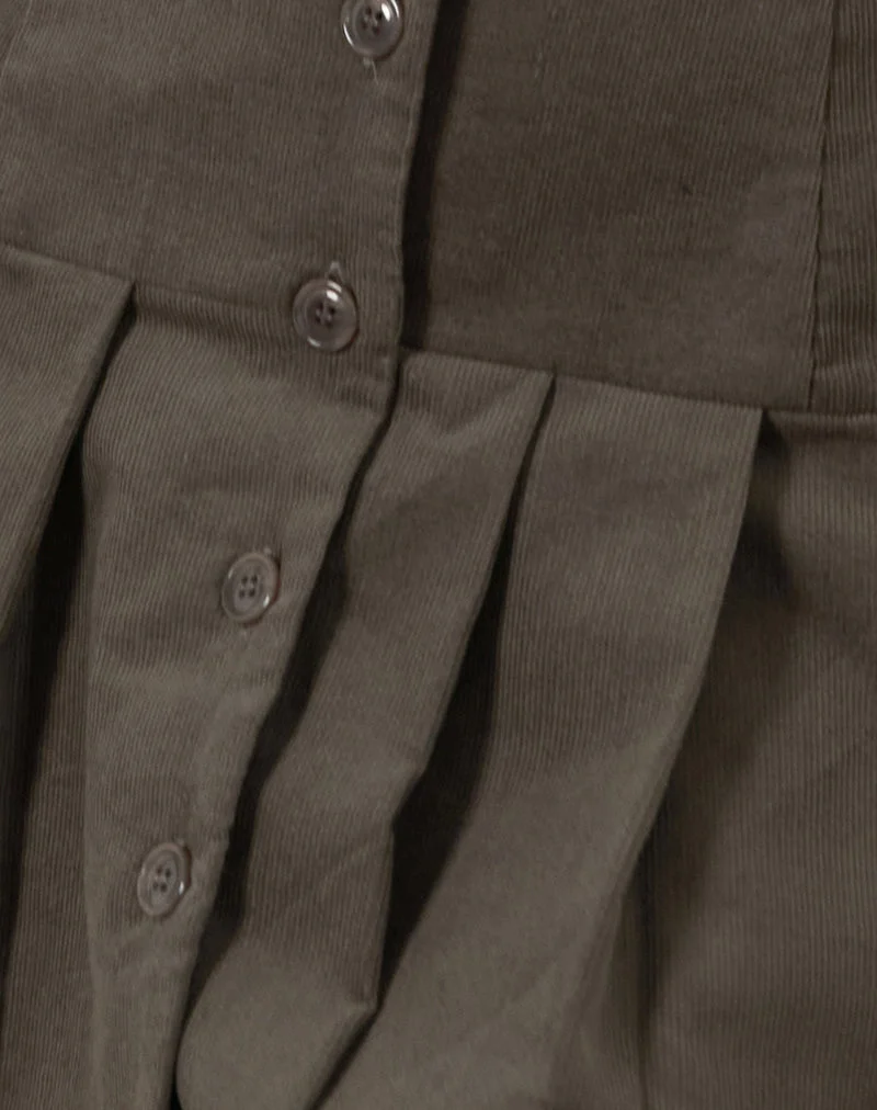 Mini robe à boutons Starrin, Cord Brown