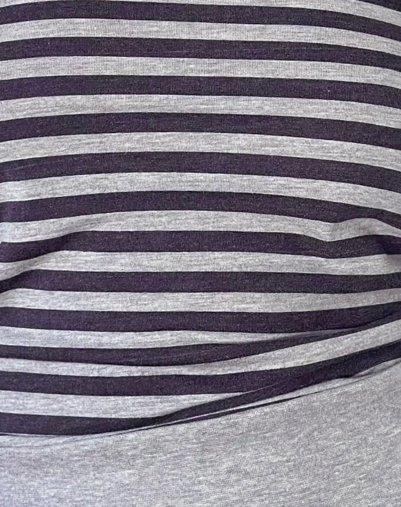 Yacin Slouchy Top in Grey and Black Stripe (Top souple à rayures grises et noires)