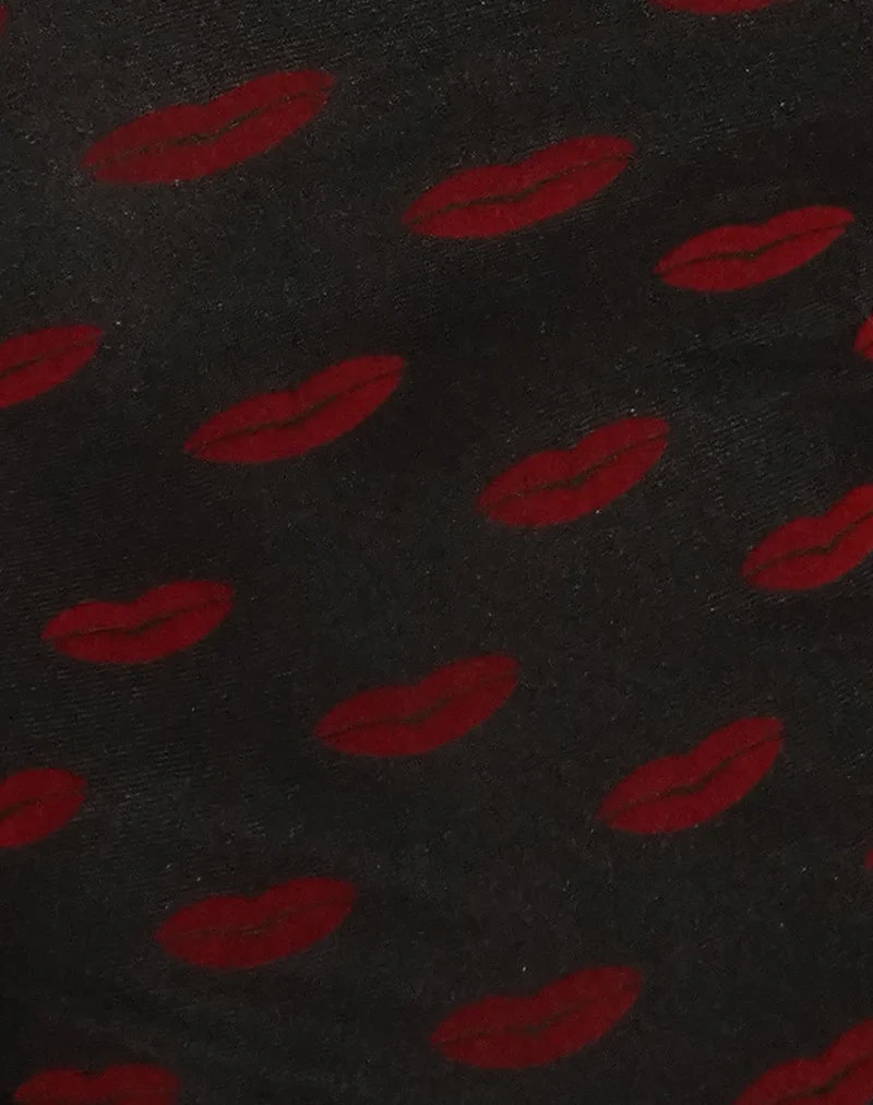 Nihal - Top bardot à volants - Lips Flock - Noir