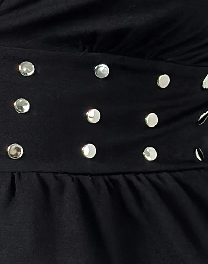 Top Ophay en jersey noir avec clous