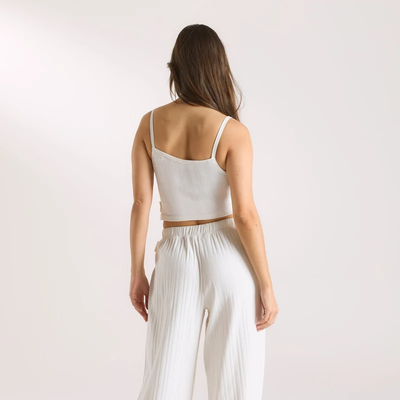 Caraco de Pyjama en Pointelle - Crème
