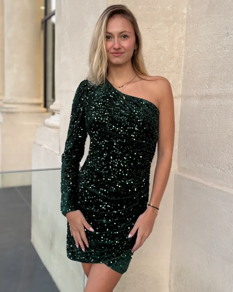 Robe Courte Asymétrique Pailletée - Dorothée