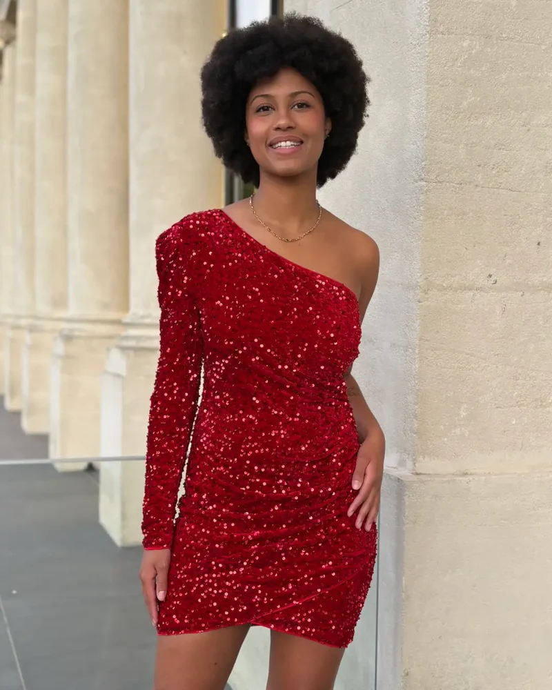 Robe Courte Asymétrique Pailletée - Dorothée