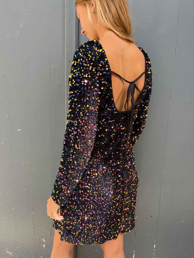 Robe Paillettes Dos Nu - Anissa