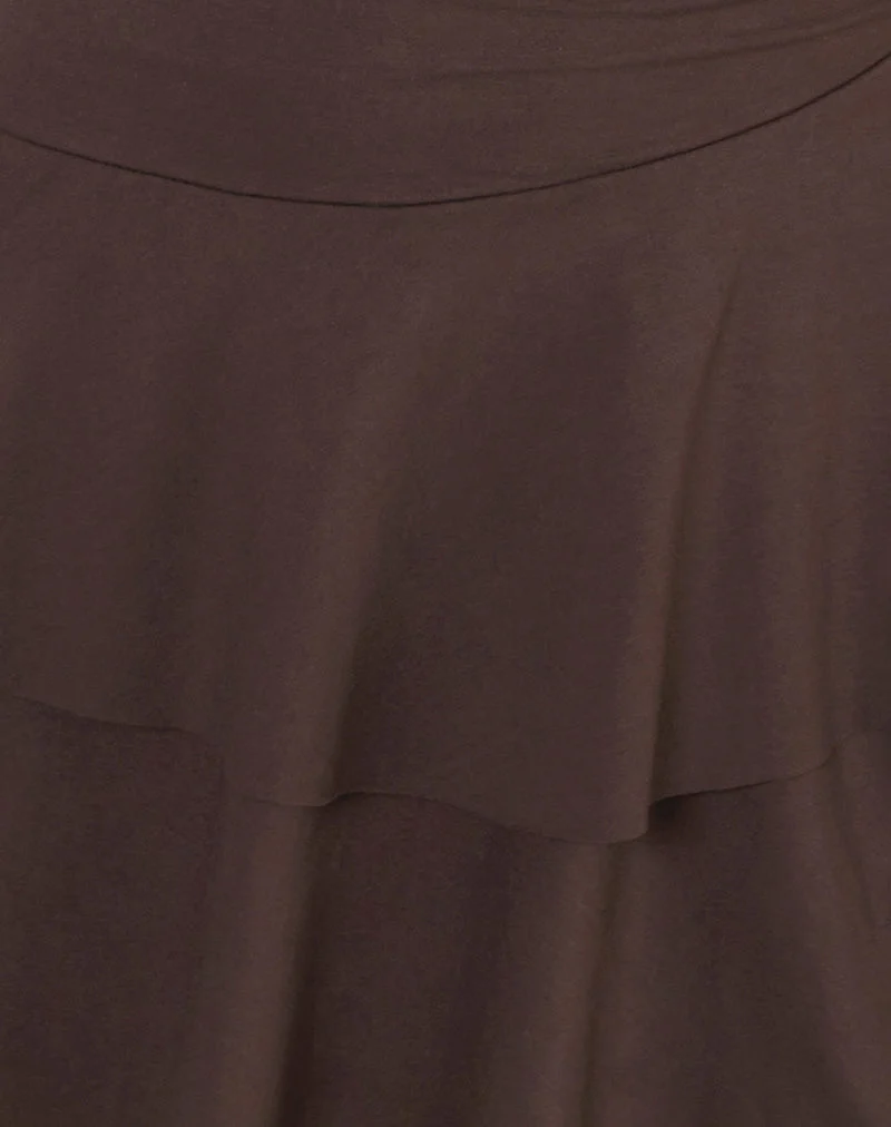 Semary Halterneck Wrap Mini Dress in Bitter Chocolate