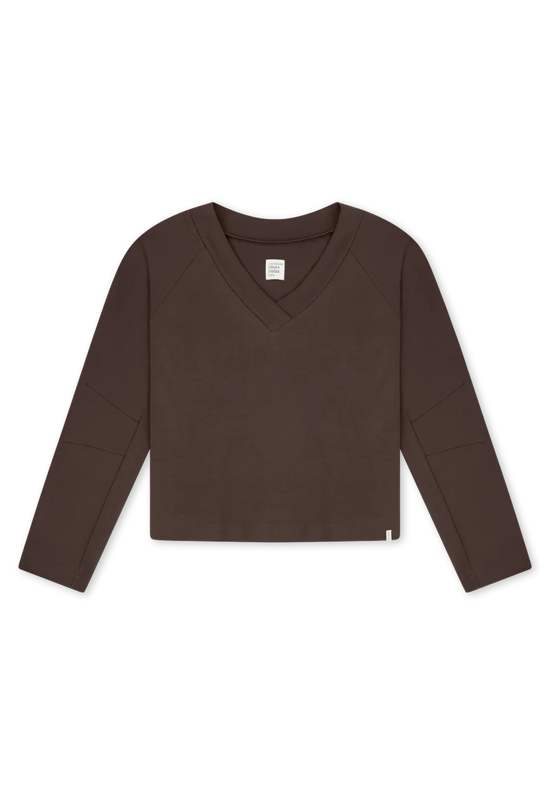Sweatshirt V-Ausschnitt Braun - Mix+Relax