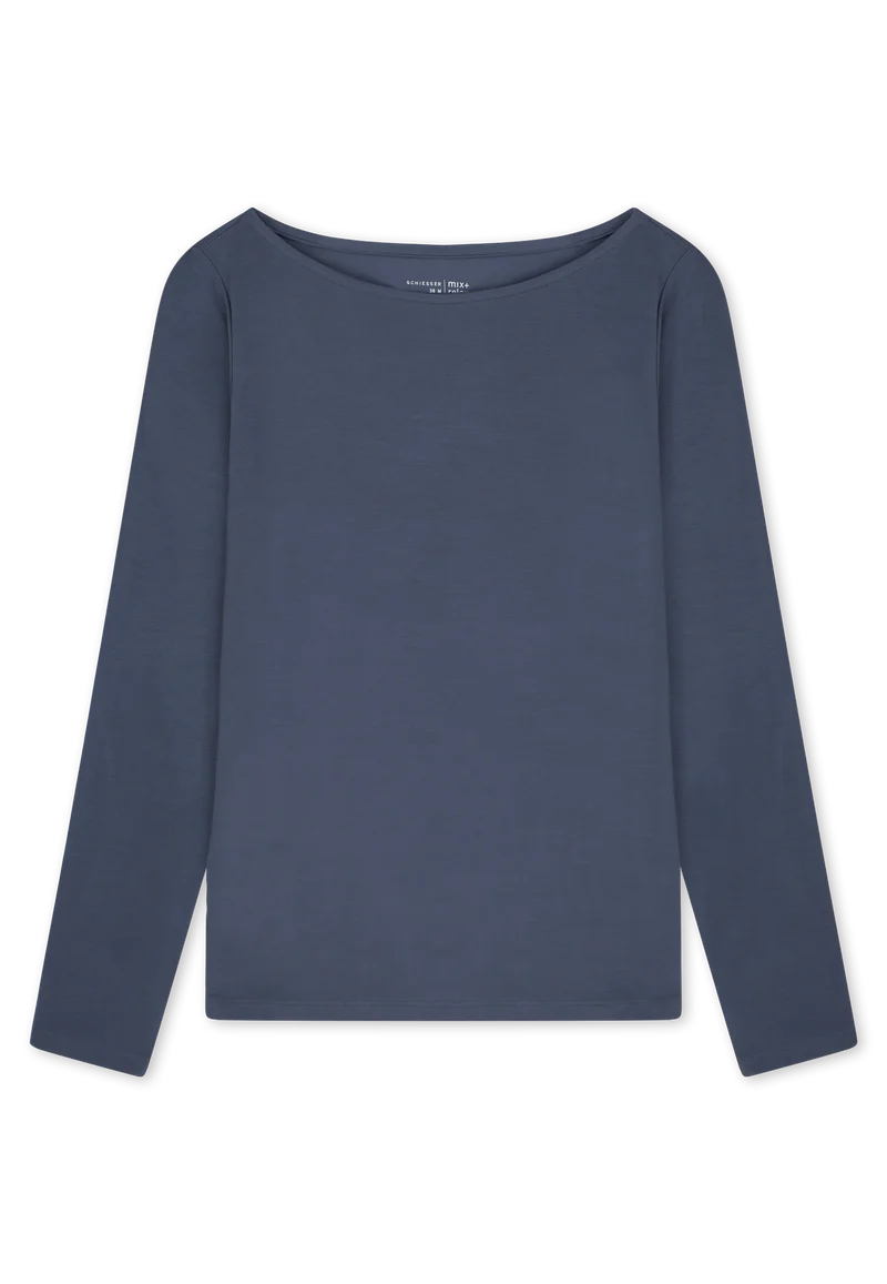 Shirt U-Boot-Ausschnitt Blau - Mix+Relax