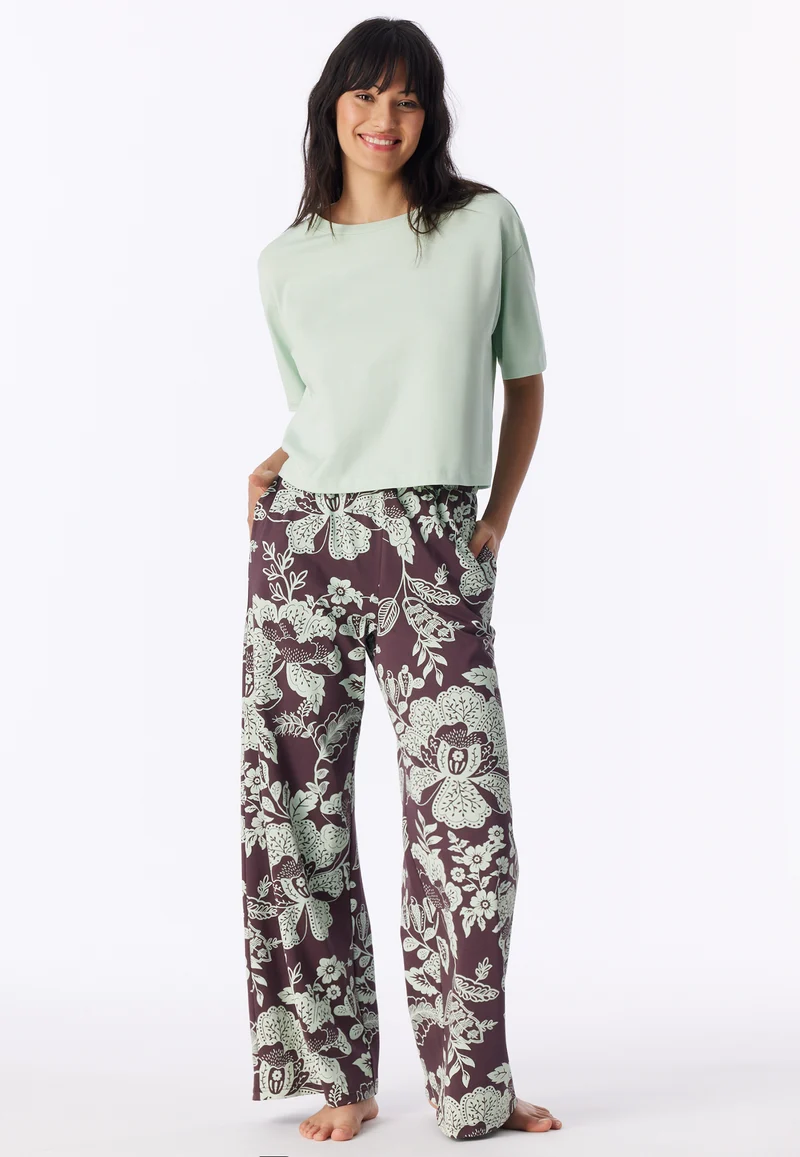 Hose Bordeaux/Mint gemustert - Mix+Relax