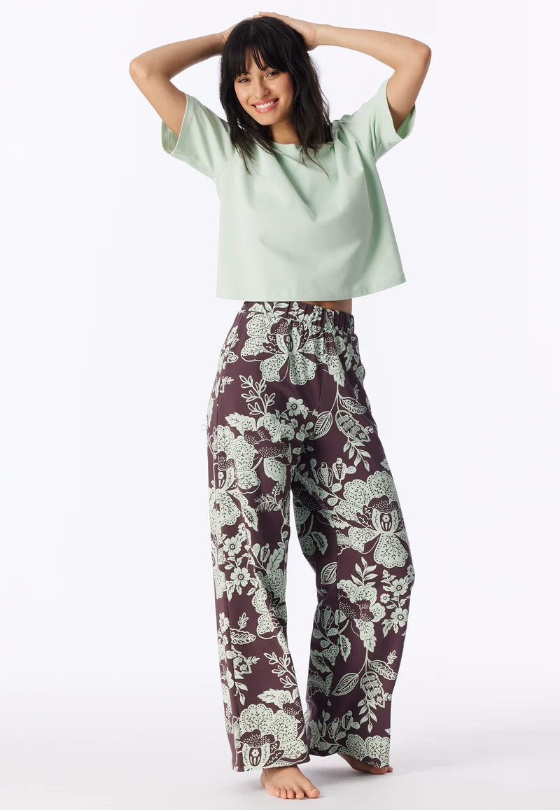 Hose Bordeaux/Mint gemustert - Mix+Relax
