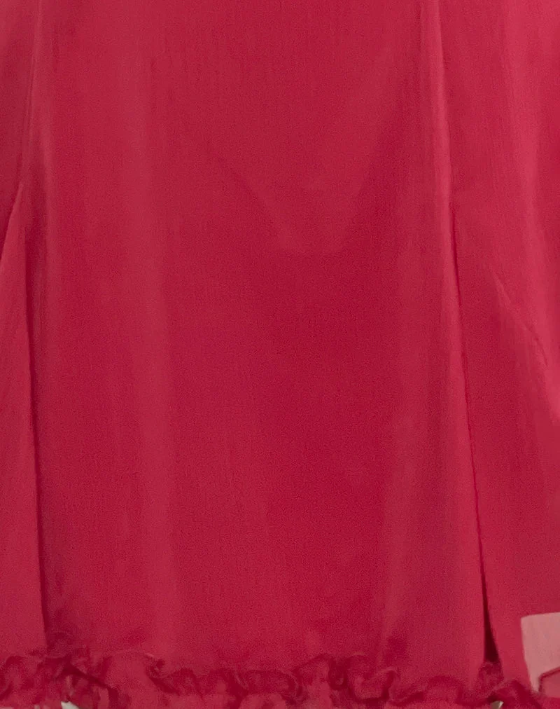 Mini robe à volants Fulvia en rouge foncé