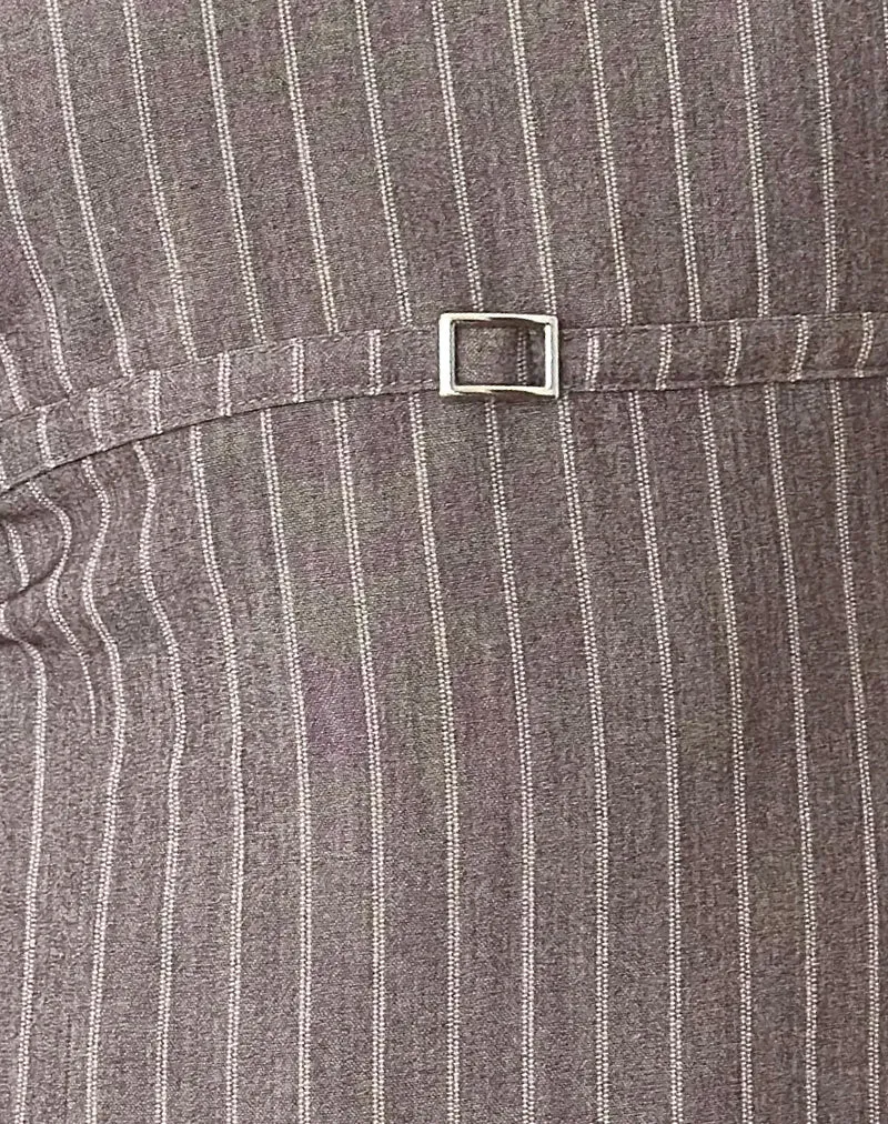 Vellura - Mini robe dos nu en tissu à rayures taupe
