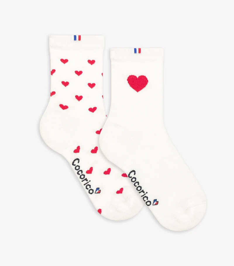 Chaussettes Femme x2 - Pack Cœur Rouge