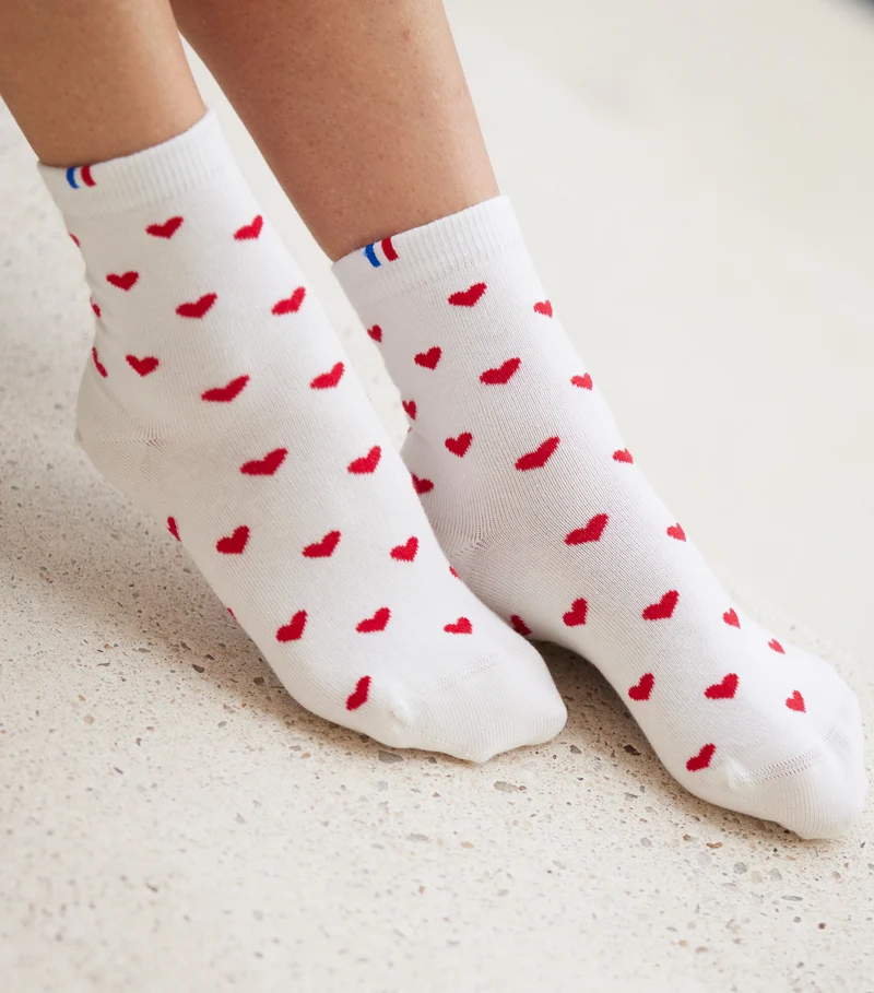 Chaussettes Femme x2 - Pack Cœur Rouge