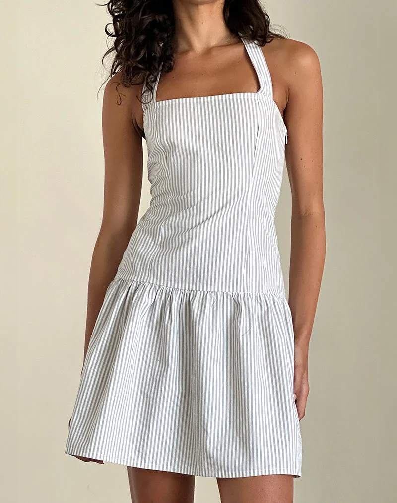 Mini-robe dos nu Panja à petites rayures verticales grises