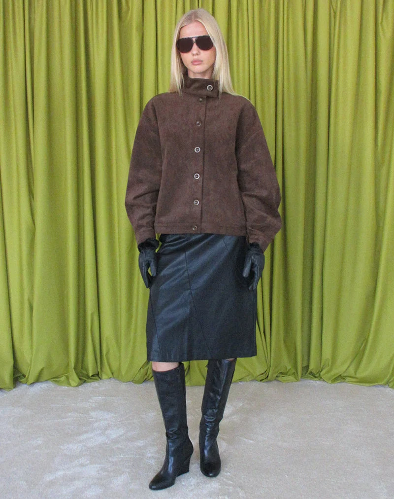 Veste Lastika en simili-daim marron foncé