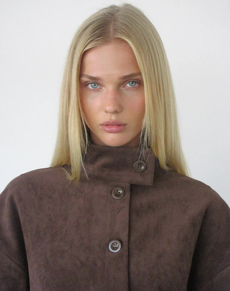 Veste Lastika en simili-daim marron foncé